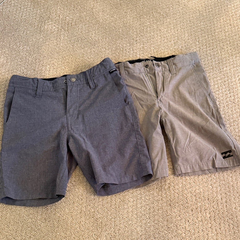 Billabong Kids Blue and Tan Flat Front Shorts